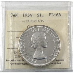 Silver $1 1954 ICCS Certified PL-66 Cameo