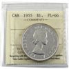 Image 1 : Silver $1 1955 ICCS Certified PL-66 Cameo. Full white with mirror like fields.