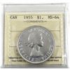 Image 1 : Silver $1 1955 ICCS Certified MS-64! Small die crack from the "G to the R" in GRATIA.