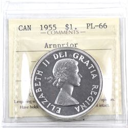 Silver $1 1955 Arnprior ICCS Certified PL-66