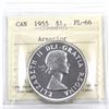 Image 1 : Silver $1 1955 Arnprior ICCS Certified PL-66