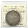 Image 1 : Silver $1 1955 Arnprior with Die Breaks ICCS Certified AU-50.