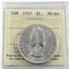 Image 1 : Silver $1 1957 ICCS Certified MS-64