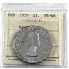Image 1 : Silver $1 1959 ICCS Certified PL-66 Heavy Cameo. A bright coin with hints of toning.
