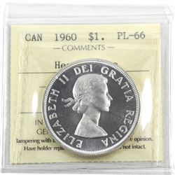 Silver $1 1960, ICCS Certified PL-66 Heavy Cameo! A Blast white mirror coin with near flawless field