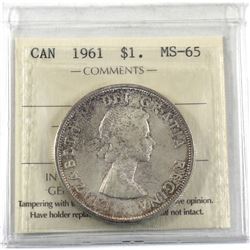Silver $1 1961 ICCS Certified MS-65