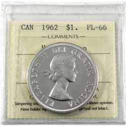 Silver $1 1962 ICCS Certified PL-66 Heavy Cameo!