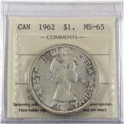 Silver $1 1962 ICCS Certified MS-65