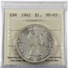 Image 1 : Silver $1 1962 ICCS Certified MS-65