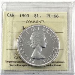 Silver $1 1963 ICCS Certified PL-66 Heavy Cameo