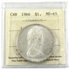 Image 1 : Silver $1 1966 ICCS Certified MS-65. Bright coin with soft satin fields.