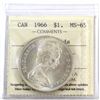 Image 1 : Silver $1 1966 Large Beads ICCS Certified MS-65. A choice coin with clean fields.