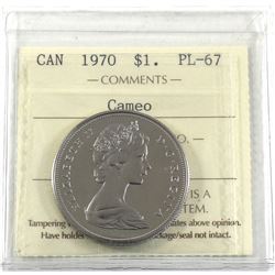 Nickel $1 1970 ICCS Certified PL-67 Cameo. Top Grade!