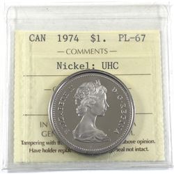 Nickel $1 1974 ICCS Certified PL-67 Ultra Heavy Cameo Top Grade!