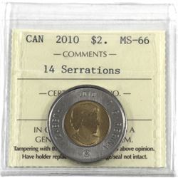$2 2010 14 Serrations ICCS Certified MS-66.