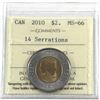 Image 1 : $2 2010 14 Serrations ICCS Certified MS-66.