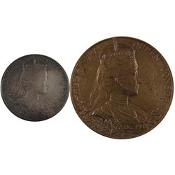 1902 King Edward VII Coronation Crowned 9 August 1902 Medals - Silver and Bronze Versions. Silver ve