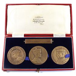 British Medals, The Three Kings of 1936 - Set of three matte bronze medals, George V, Edward VIII an