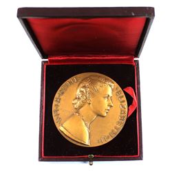 1953 Bronze Coronation of Queen Elizabeth II Medal by Henry Dropsy. 72mm Eimer# 2087a. Comes in orig