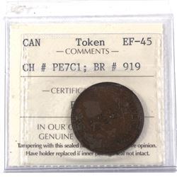 Token 1857 P.E.I "Self Government and Free Trade" CH# PE-7C1 BR# 919. ICCS Certified EF-45.