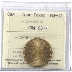 Token 1999-2000 Salesman Sample, CH# SS-7 Brass-Plated Steel ICCS Certified MS-67!