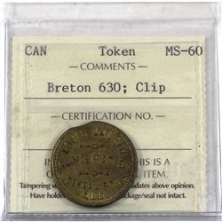 Token Louis Laurin Numismatic, Gatineau Point QUE. 'Coins Medals and Tokens' BR# 630 ICCS Certified