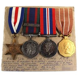 Named EIIR Canadian Forces Decoration Medal, Voluntary WWII Medal, 1939-1945 War Medal & The France
