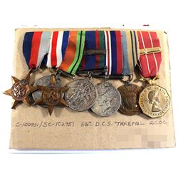 Named EIIR Canadian Forces Decoration Medal, Voluntary WWII Medal, 1939-1945 War Medal, 1939-1945 De