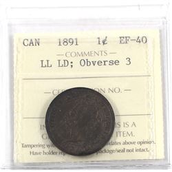 1-cent 1981 LD LL, Obv.3 ICCS Certified EF-40 (Repunched 'N' in Regina). An attractive coin with str