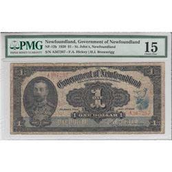 NF-12b 1920 Government of Newfoundland $1 - St. John's, S/N: A367267 PMG Choice F-15.