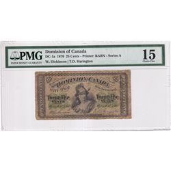 DC-1a 1870 Dominion Of Canada 25-cent, Series A, Dickinson-Harington, PMG Certified Choice F-15!. *R