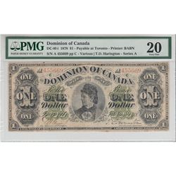 DC-8f-i 1878 Dominion of Canada $1, Various-Harington, Lettered Boarder, Payable at Toronto, Series