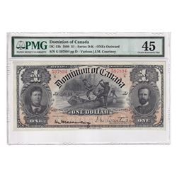 DC-13b 1898 Dominion Of Canada $1, Series G, Outward ONE's, Various-Courtney, S/N: 597894-D, PMG Cer