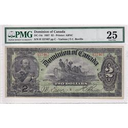 DC-14c 1897 Dominion of Canada $2, Various-Boville, S/N: 157467 PMG VF-25. A Well Centered Note.