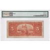 Image 2 : BC-6 1935 Bank of Canada French $5, Osborne-Towers, S/N: F062769-B PMG Certified VF-25 (rust). Note: