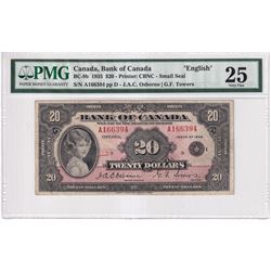 BC-9b 1935 Bank of Canada $20, Small Seal, Osborne-Towers S/N:A166394-D, PMG Certified VF-25.