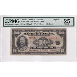 BC-15 1935 Bank of Canada English $100, Osborne-Towers S/N:A10110-D, PMG Certified VF-25! A nice pro