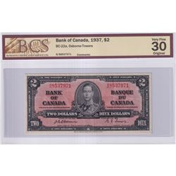 BC-22a 1937 Bank of Canada $2, Osborne-Towers, S/N: B/B8537971, BCS Certified VF-30 Original.