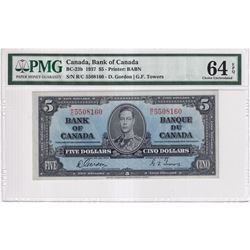 BC-23b 1937 Bank of Canada $5, Gordon-Towers S/N: R/C5508160, PMG Certified Choice UNC-64 EPQ!