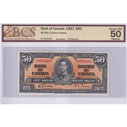 BC-26b 1937 Bank of Canada $50, Gordon-Towers S/N: B/H4083409, BCS Certified AU-50 Original! A brigh