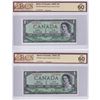 Image 1 : BC-29a & BC-29b 1954 Bank of Canada Devil's Face $1, Both Coyne-Towers & Beattie-Coyne Signatures. B