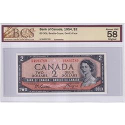 BC-30b 1954 Bank of Canada Devil's Face $2 Beattie-Coyne, S/N: H/B4893789, BCS Certified AU-58 Origi