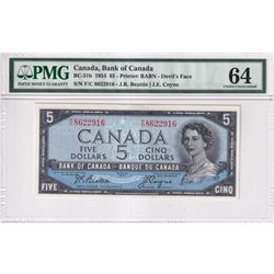 BC-31B 1954 Bank of Canada Devil's Face $5, Beattie-Coyne, S/N: F/C8622916, PMG Certified Choice UNC