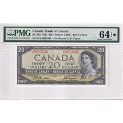 BC-33b 1954 Bank of Canada Devil's Face $20 Beattie-Coyne, S/N: D/E6653505, PMG Certified Choice UNC