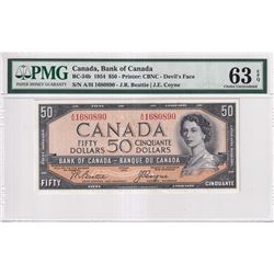 BC-34b 1954 Bank of Canada Devil's Face $50, Beattie-Coyne, S/N: A/H1680890, PMG Certified CUNC-63 E