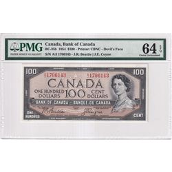 BC-35b 1954 Bank of Canada Devil's Face $100 Beattie-Coyne, S/N: A/J1706143, PMG Certified Choice UN