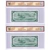 Image 2 : 2x BC-37aA 1954 Bank of Canada $1, Beattie-Coyne, Modified Portrait, Replacement, S/N: *A/A0051640 &