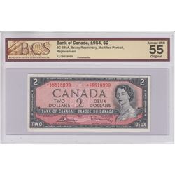 BC-38cA 1954 Bank of Canada Modified Replacement *Z/Z $2, Bouey-Rasminsky S/N: *Z/Z8818999, BCS Cert