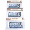 Image 1 : BC-39b 3 Sequential 1954 Bank of Canada Modified $5 Beattie-Rasminsky, S/N: Y/C8256005/006/007. All