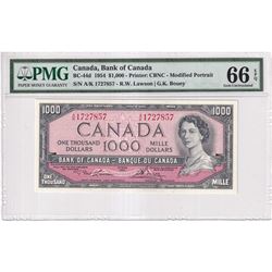 BC-44d 1954 Bank of Canada Modified $1000, Lawson-Bouey S/N: A/K1727857, PMG Certified GEM UNC-66 EP